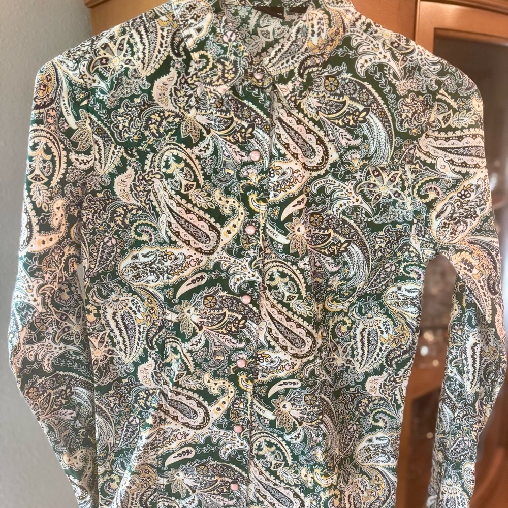 Cruel Girl Green Paisley Button Down Shirt